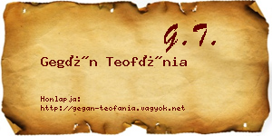 Gegán Teofánia névjegykártya